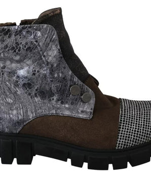 EBARRITO Multicolor Leather Suede Zipper Ankle Boots Shoes