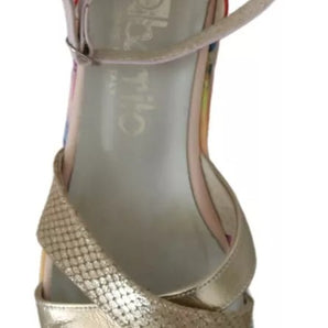EBARRITO Multicolor Leather Ankle Strap Wedge Heel Sandals Shoes