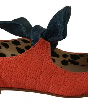 Mocasines de piel naranja con lazo y detalle de lazo de EBARRITO