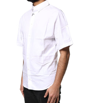 Dolce &amp; Gabbana White Cotton Button Down Casual Men Polo Shirt