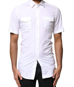Dolce &amp; Gabbana White GOLD Button Down Casual Men Polo Shirt