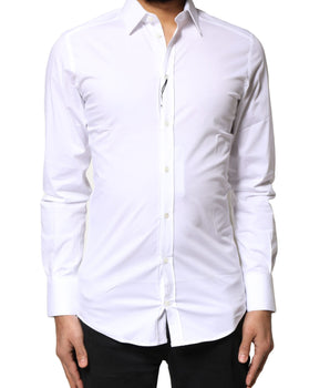Dolce &amp; Gabbana White GOLD Cotton Long Sleeves Dress Shirt