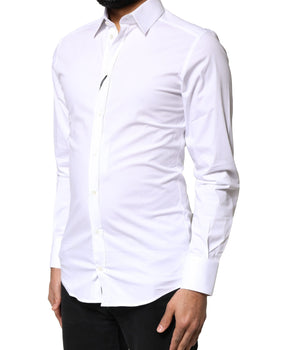 Dolce &amp; Gabbana White GOLD Cotton Long Sleeves Dress Shirt