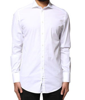 Dolce &amp; Gabbana White GOLD Cotton Long Sleeves Dress Shirt