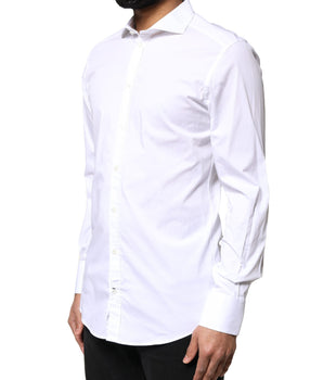 Dolce &amp; Gabbana White GOLD Cotton Long Sleeves Dress Shirt