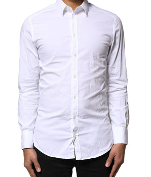 Dolce &amp; Gabbana White GOLD Cotton Long Sleeves Dress Shirt
