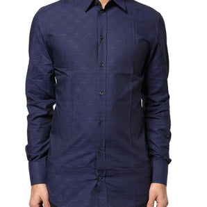 Camisa formal Dolce &amp; Gabbana con cuadros azules y tartán dorado
