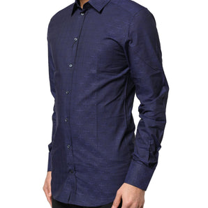 Camisa formal Dolce &amp; Gabbana con cuadros azules y tartán dorado