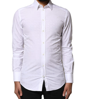Dolce &amp; Gabbana White GOLD Cotton Long Sleeves Dress Shirt
