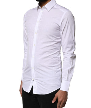 Dolce &amp; Gabbana White GOLD Cotton Long Sleeves Dress Shirt