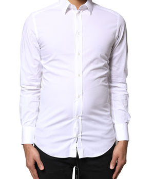 Dolce &amp; Gabbana White GOLD Cotton Long Sleeves Dress Shirt