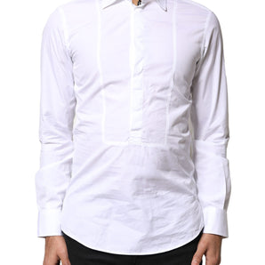 Camisa formal de manga larga de algodón blanco Dolce &amp; Gabbana