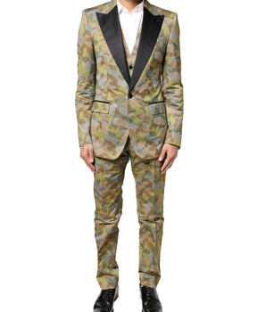 Dolce &amp; Gabbana Multicolor Camouflage SICILY 3 Piece Suit
