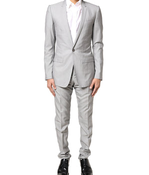 Dolce &amp; Gabbana Light Gray Wool GOLD 2 Piece Formal Suit