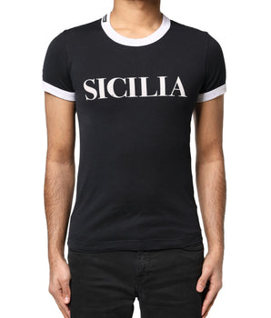 Dolce &amp; Gabbana Black Sicilia Crew Neck Short Sleeve T-shirt