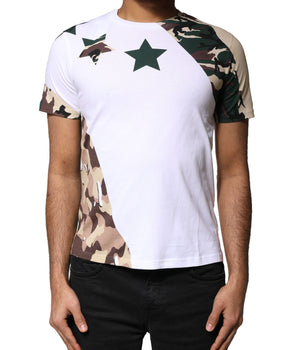 Dolce &amp; Gabbana White Camouflage Stars Crew Neck T-shirt