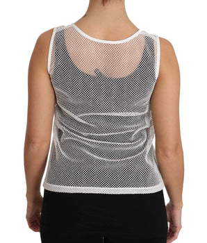 Dolce & Gabbana White Net  Transparent Sleeveless Tank Top