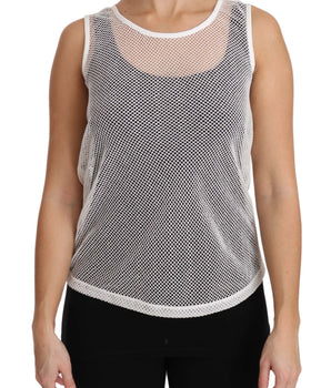 Dolce & Gabbana White Net  Transparent Sleeveless Tank Top