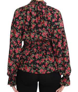 Dolce & Gabbana Elegant Black Floral Silk Shirt Dolce & Gabbana 