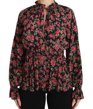 Dolce & Gabbana Elegant Black Floral Silk Shirt Dolce & Gabbana 