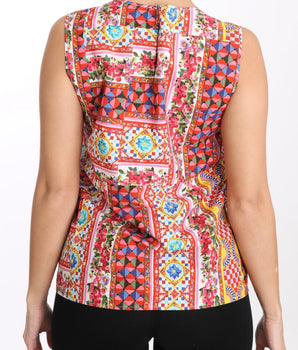 Dolce & Gabbana Carretto Print Pure Cotton Tank Top Dolce & Gabbana 