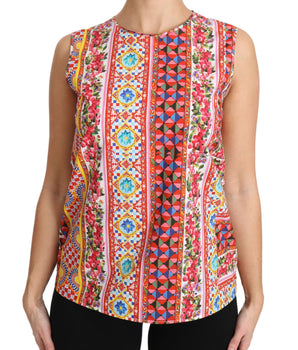 Dolce & Gabbana Carretto Print Pure Cotton Tank Top Dolce & Gabbana 