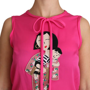 Dolce &amp; Gabbana Elegant Pink Silk Family Tank Top Shirt