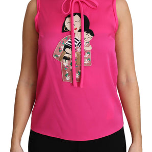 Dolce &amp; Gabbana Elegant Pink Silk Family Tank Top Shirt