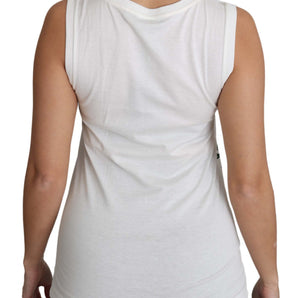 Dolce &amp; Gabbana Elegant White Sleeveless Cotton Silk Shirt