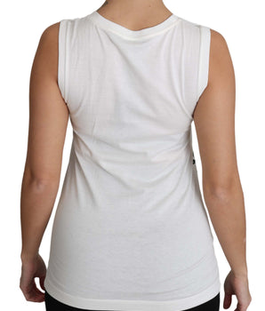 Dolce &amp; Gabbana Elegante Camisa Blanca De Seda De Algodón Sin Mangas