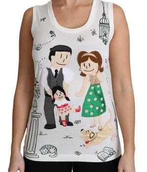 Dolce &amp; Gabbana Elegante Camisa Blanca De Seda De Algodón Sin Mangas