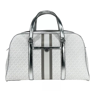 Michael Kors Travel Extra Large PVC Top Zip Weekender Luggage Bag Optic White