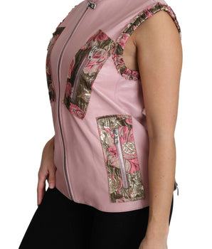 Dolce & Gabbana Stunning Pink Sleeveless Leather Vest Dolce & Gabbana 