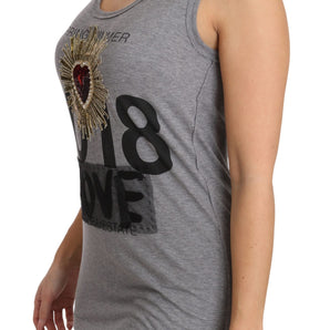 Dolce & Gabbana Sequined Heart Tank Top in Gray