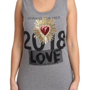 Dolce &amp; Gabbana Sequined Heart Tank Top in Gray