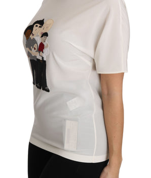 Dolce & Gabbana Elegant Silk Crewneck Blouse with Applique Dolce & Gabbana 