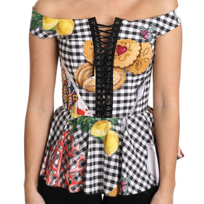 Dolce &amp; Gabbana Chic Checkered Corset Top Blouse