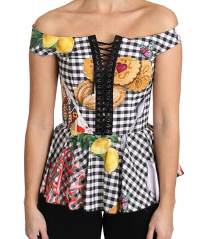 Dolce & Gabbana Chic Checkered Corset Top Blouse Dolce & Gabbana 