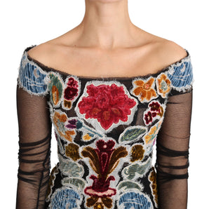 Dolce & Gabbana Elegant Floral Applique Long Sleeve Top