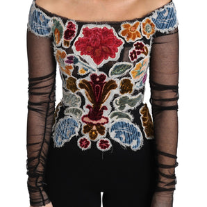 Dolce & Gabbana Elegant Floral Applique Long Sleeve Top