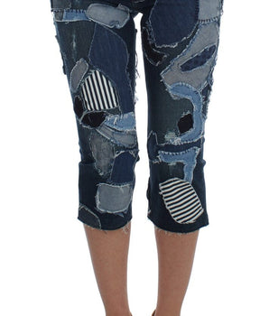 Dolce & Gabbana Stretch Blue Patchwork Jeans Shorts Dolce & Gabbana 
