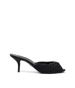Dolce &amp; Gabbana Black Cotton Sandal