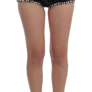 Dolce &amp; Gabbana Crystal Sequined Silk High Waist Shorts