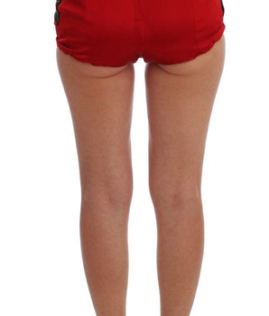 Dolce & Gabbana Red Silk Crystal Roses Shorts Dolce & Gabbana 
