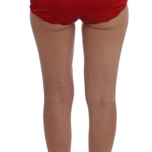 Dolce &amp; Gabbana Ravishing Red Silk Embroidered Shorts