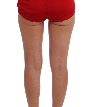 Dolce & Gabbana Red Silk Crystal Roses Shorts Dolce & Gabbana 