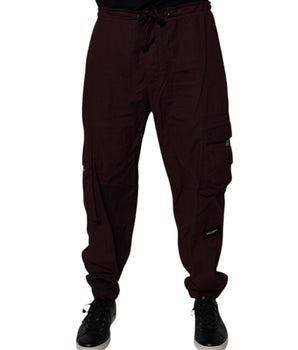 Dolce &amp; Gabbana Maroon Cotton Cargo Jogger Sweatpants Pants
