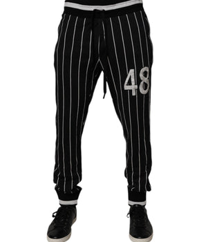 Dolce &amp; Gabbana Black White Stripes Jogger Sweatpants Pants