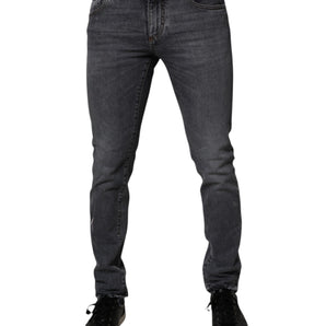 Dolce &amp; Gabbana Vaqueros pitillo elásticos de algodón gris oscuro