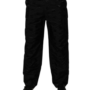 Pantalones rectos con monograma y logotipo negro de Dolce &amp; Gabbana